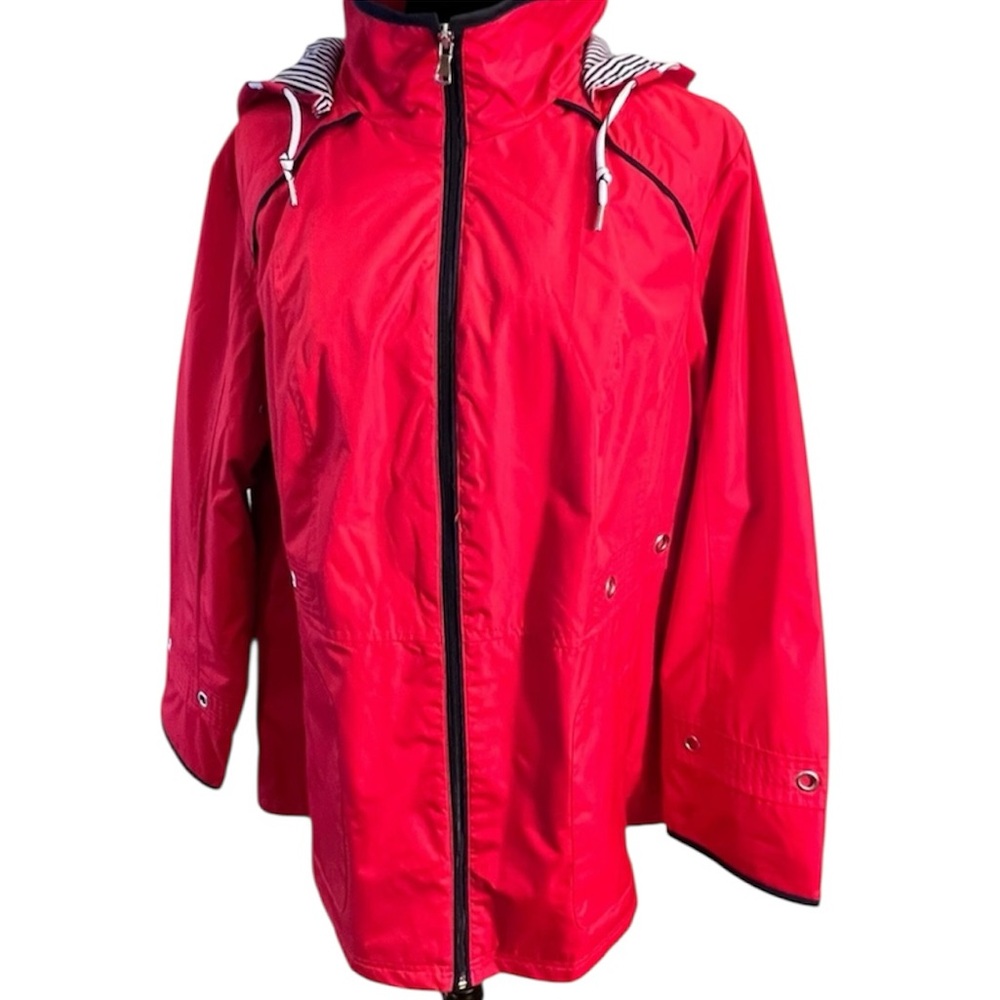 Red d.e.t.a.i.l.s INTL Raincoat with Grommet Trim.  New with Tags.  Size = 1X